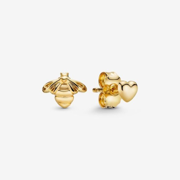 🔔Pandora Bee & Heart Stud Earrings - Picture 1 of 1